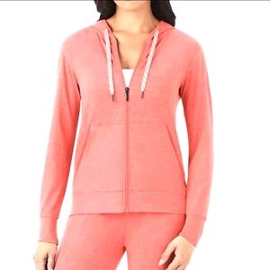 Pink Long Sleeve Zip-Up Hoodie with Drawstrings